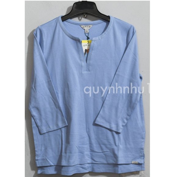Orvis Ladies' ¾ Sleeve Split Neck Pima  Cotton Top. - Picture 4 of 5